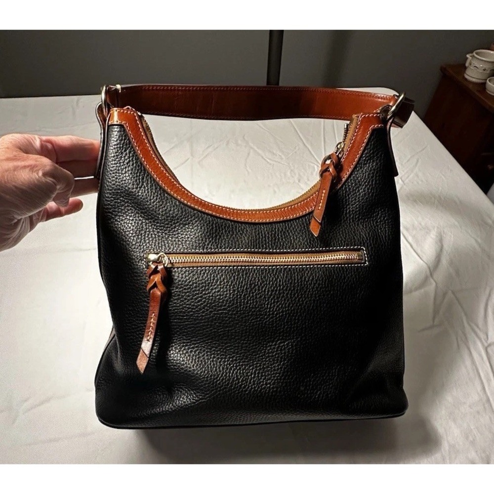 Dooney & Bourke Pebble Grain Hobo | Black Brown includes blue storage bag - Picture 2 of 6